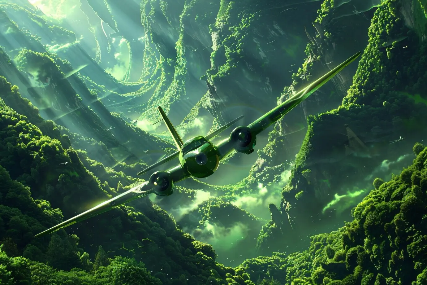 Nachhaltiges Energiekonzept eines grünen Flugzeugs